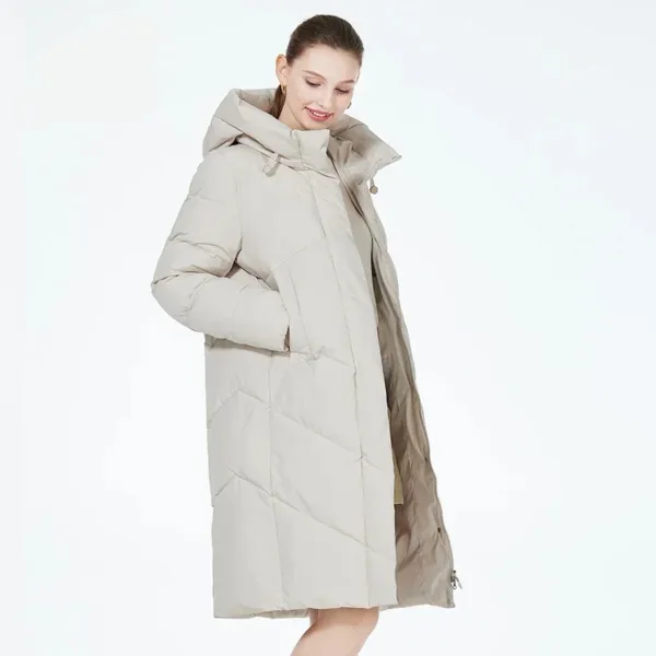 ICEbear winter quilted coat new long womens cotton jacket warm casual hooded parka