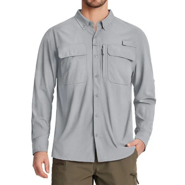 TACVASEN UPF 50+ Sun Protection Fishing Shirts Long Sleeve Shirts Cargo Shirts