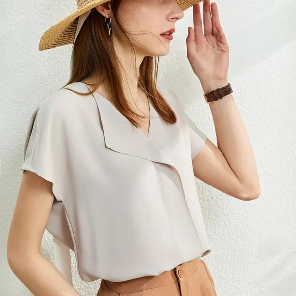 AMII Minimalism Chiffon Shirts & Blouses New Elegant Youth Woman Blouses Loose Fashion Casual Chic Tops